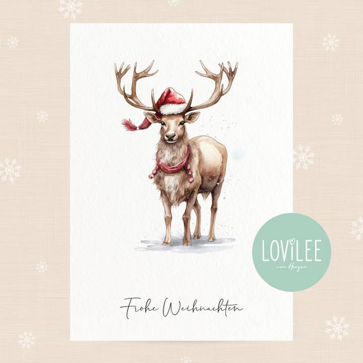 Deer | Christmas Card Postcard | No. WP-AC-08 for wholesale by LOViLEE