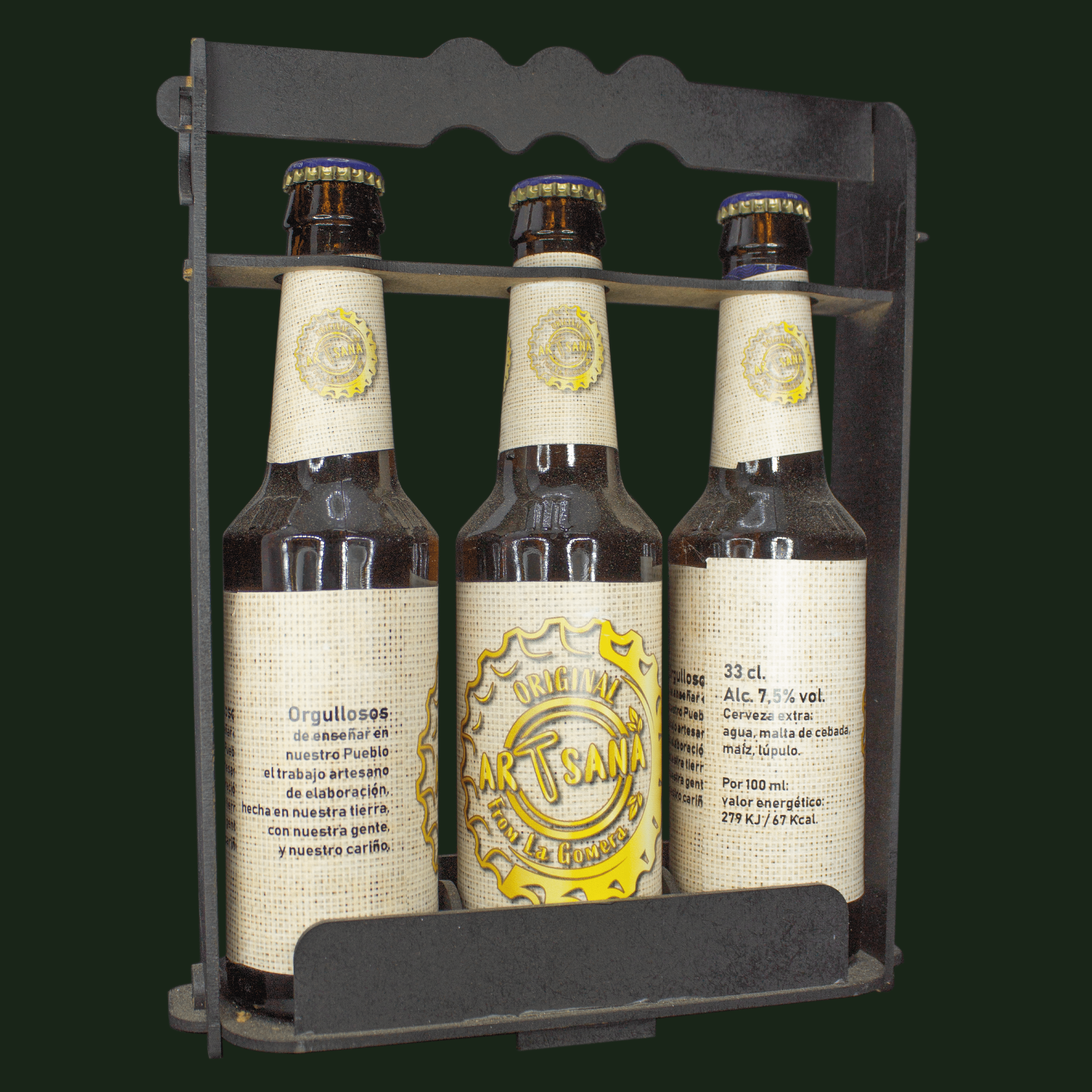 Qcuqui – wholesale Öl-/vinhylla – Öllåda i mahognyträ för 3 flaskor – det perfekta trion0