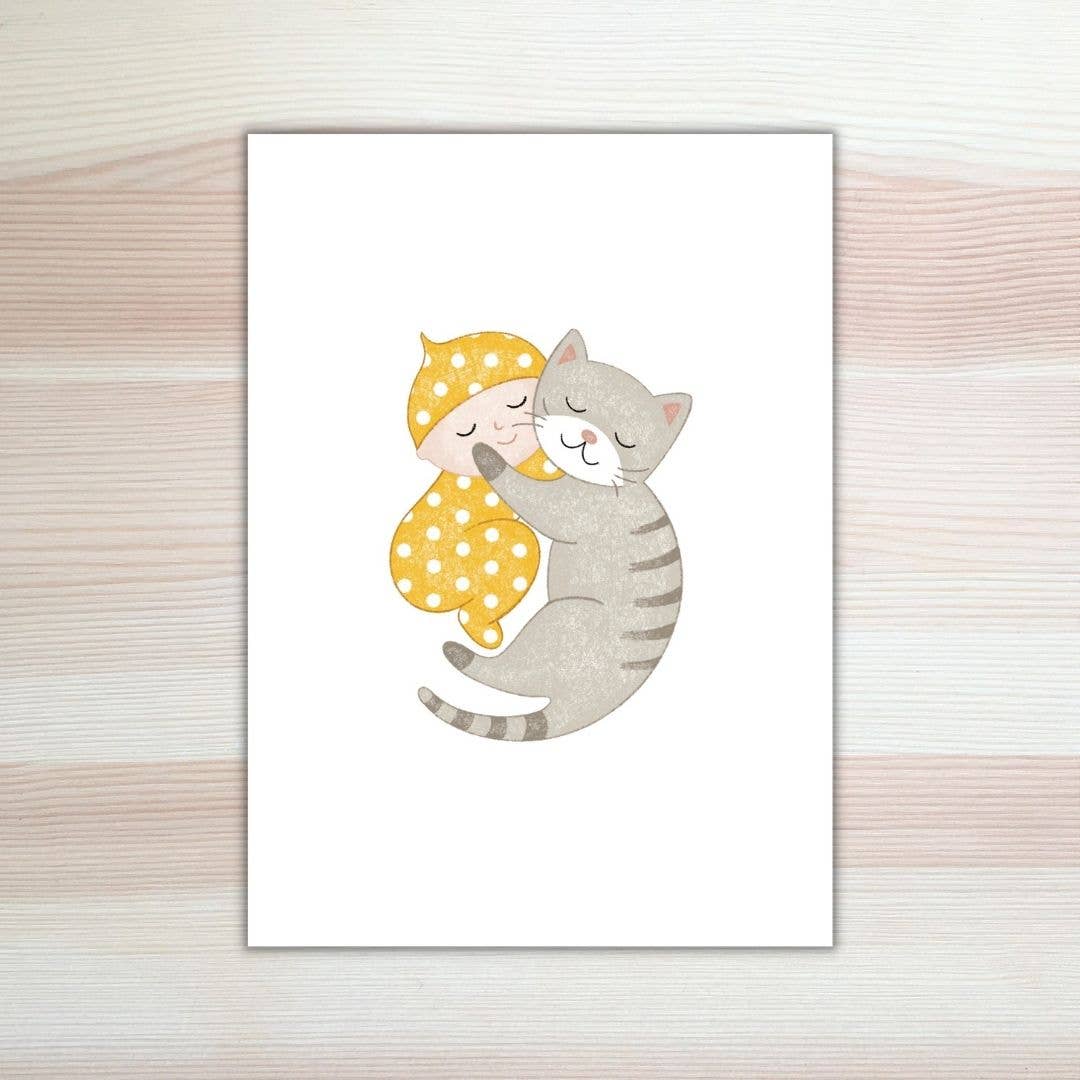 Lesja illustrations - Vente Cartes bébé - Carte bébé Cat & baby