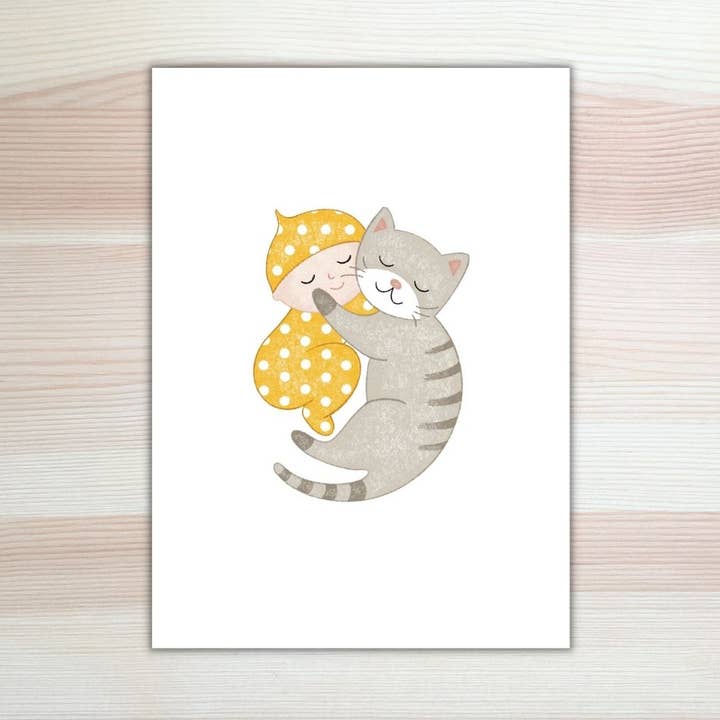 Lesja illustrations - Vente Cartes bébé - Carte bébé Cat & baby0