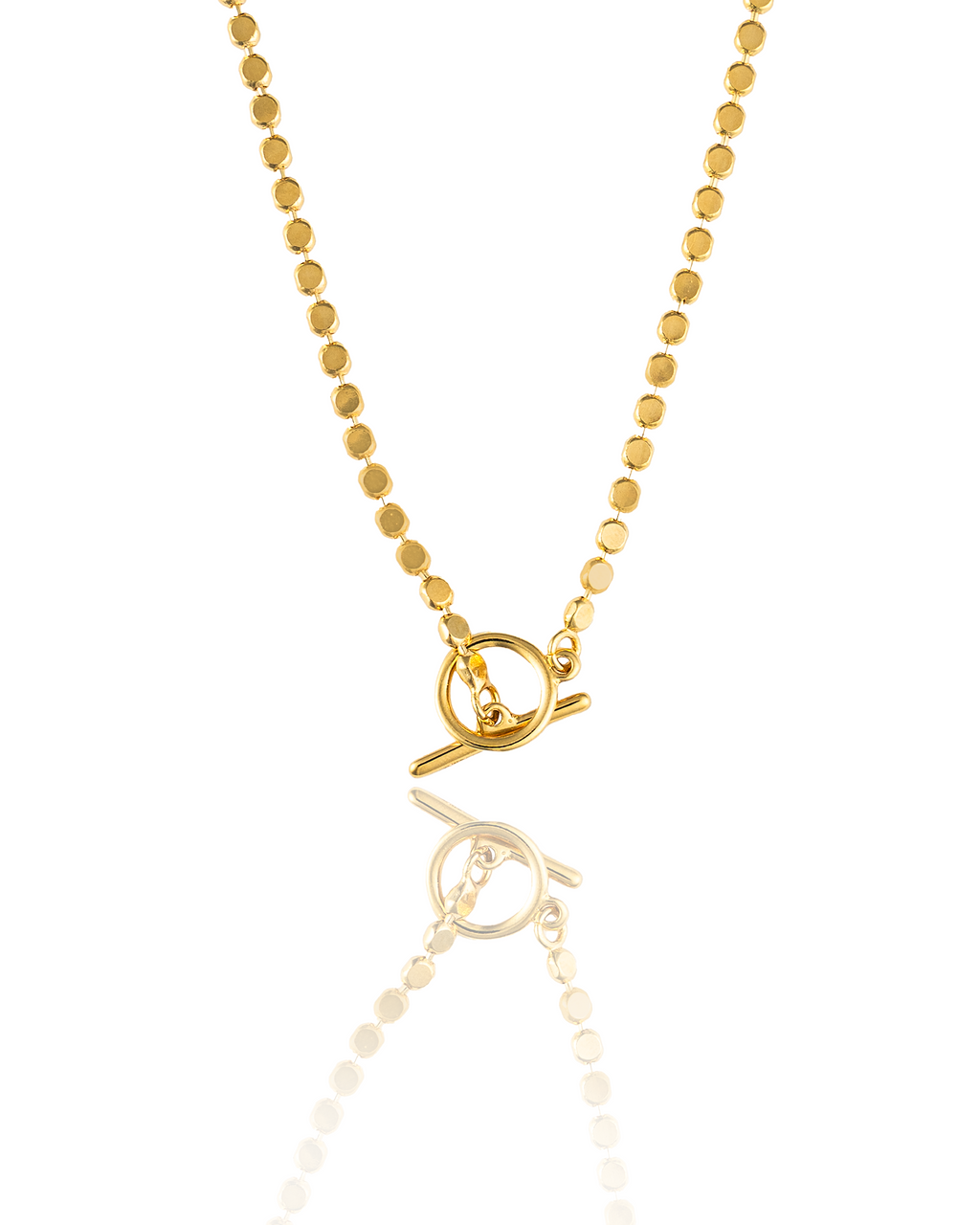 MIA Jewelry - Venta al por mayor Collares con colgantes/abalorios - Cadena colgante con forma de bola en forma de disco dorado (H241)0