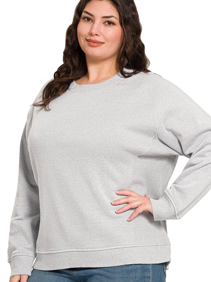 .1217 Plus Fleece Ribbed Side Raglan Sweatshirts SI-27106 for wholesale by 42POPS