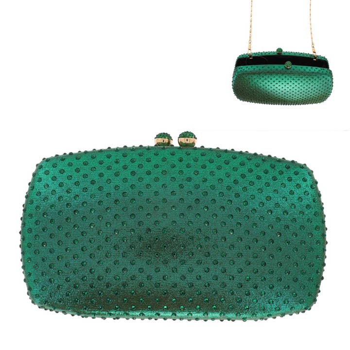 SP Sophia Collection - Wholesale Clutch Bag - Women's - Scattered Rhinestone Bedazzled Evening Clutch w/ Strap