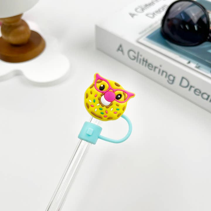 SoapElenGlen - Wholesale Drinking straw - Donut Straw Cover Cute Cartoon Straw Toppers