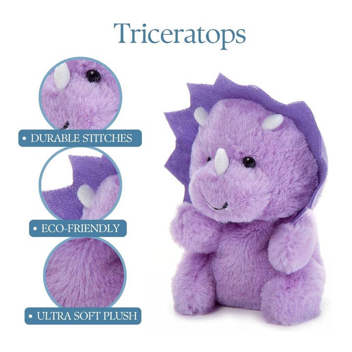 The Petting Zoo - Wholesale Stuffed/Plush Toy - Kids & Baby - 6" (16cm) Nuggetz Dino/DInosaur Triceratops1
