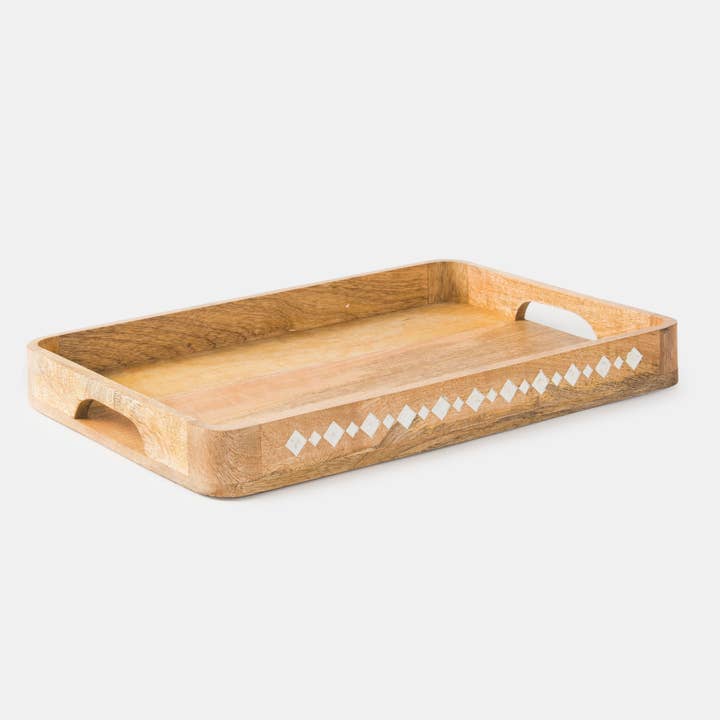 Mela Artisans - Wholesale Decorative Tray - Artisan's Grace Carved Wooden Large Tray