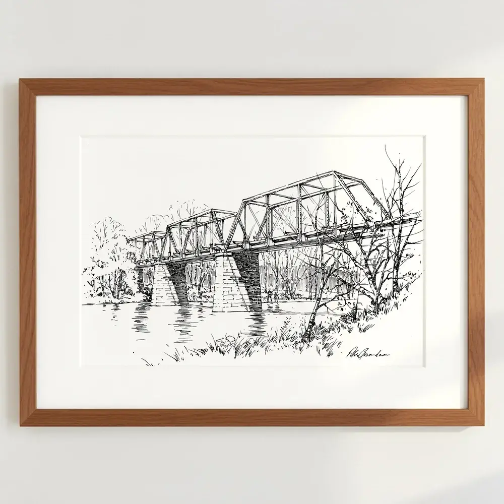 Peter Giraudeau - Wholesale Art Print - James River C&O Bridge - Ink Sketch1