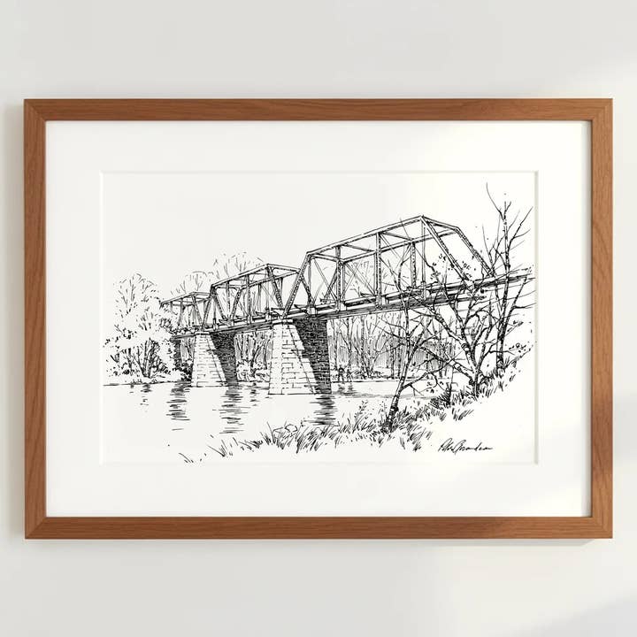 Peter Giraudeau - Wholesale Art Print - James River C&O Bridge - Ink Sketch1