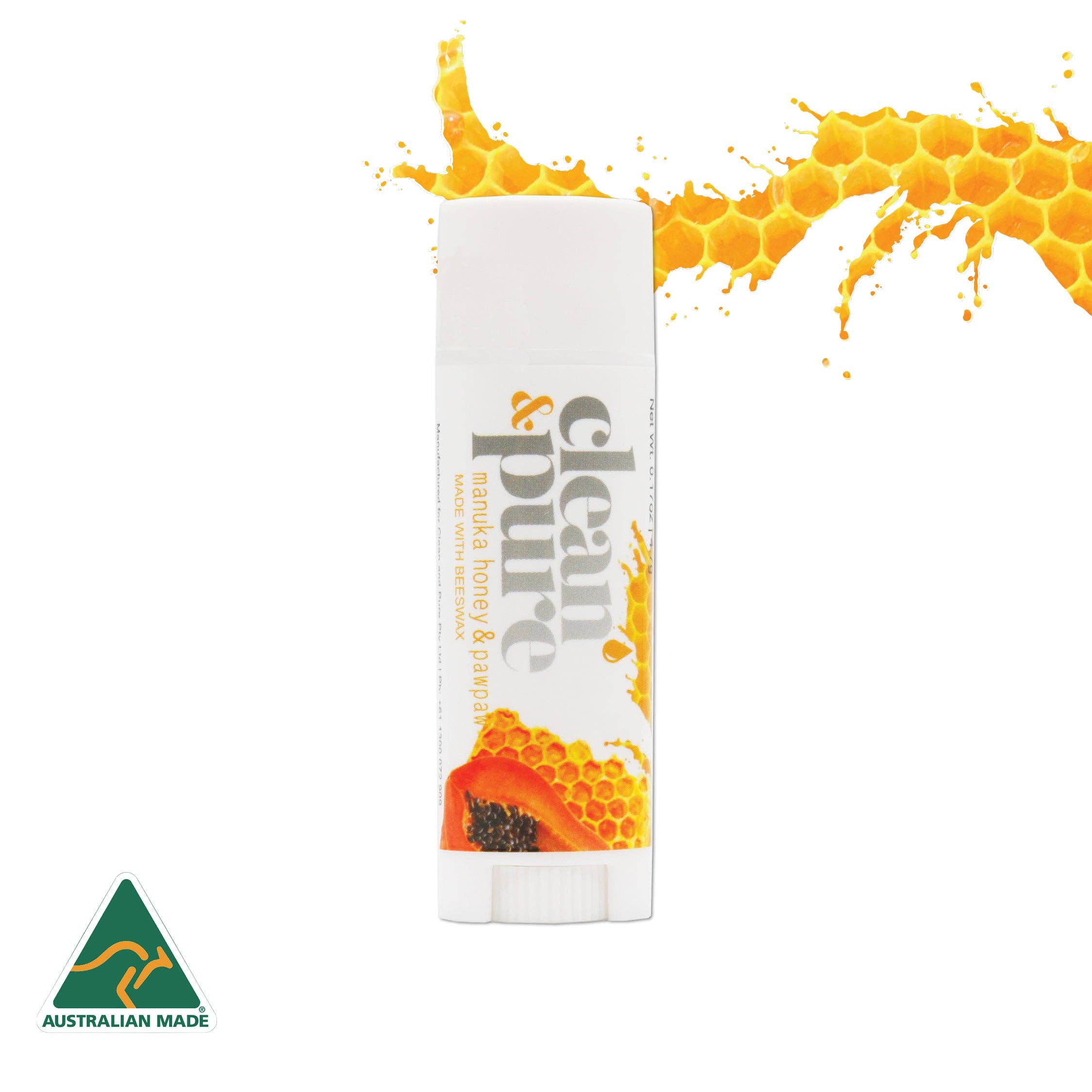 Clean & Pure - Wholesale Lip Balm - MANUKA HONEY & PAWPAW LIP BALM NATURAL AUSTRALIAN1