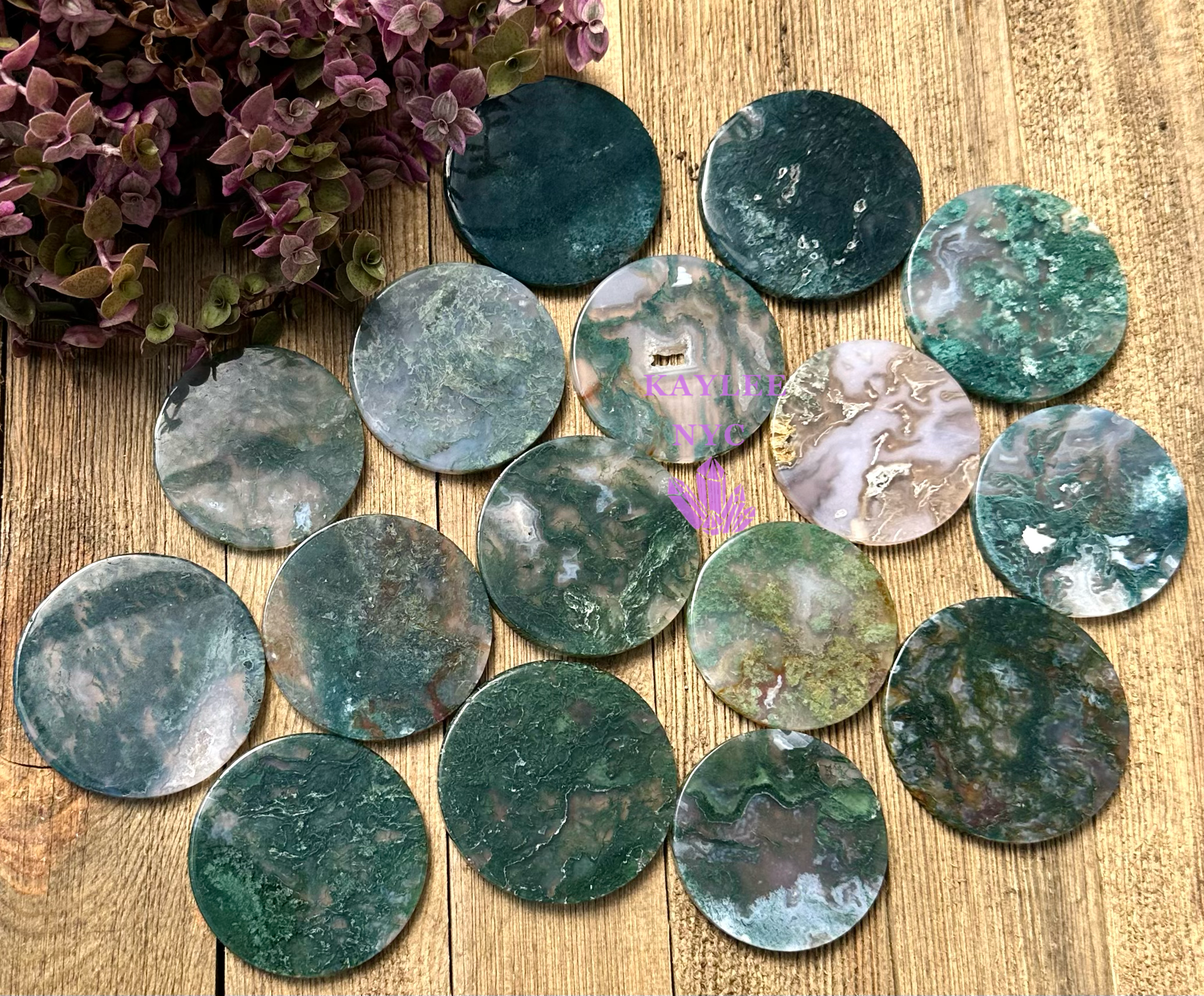 KayleeNYC - Wholesale Spiritual Stone/Crystal - Wholesale Lot 1 lb Natural Moss Agate Polished Slab Crystal2