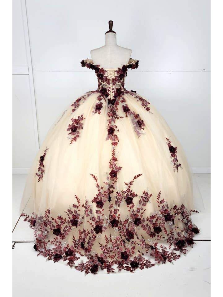 Chicas - Wholesale Dress - Women's - Off the Shoulder Nude Quinceanera Dress CHF3111