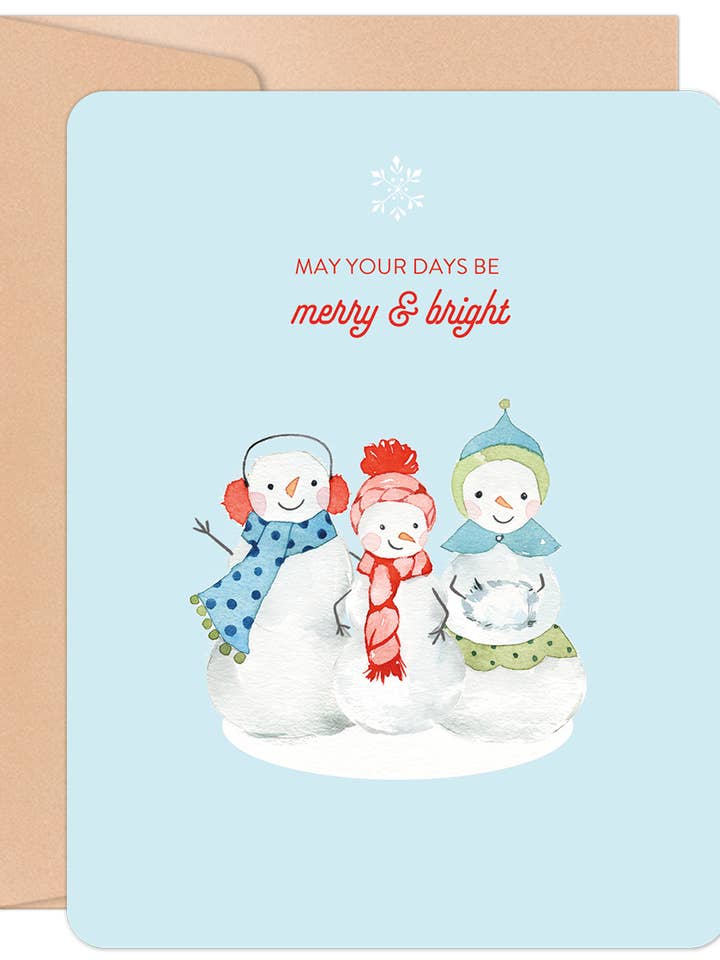 May Your Days be Merry and Bright Snowmen Christmas Card for wholesale by Willow & Ivy Press
