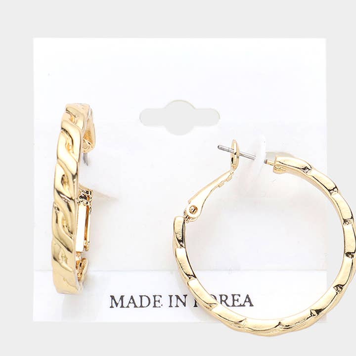 Boucles d'oreilles créoles en métal texturé pour la vente par Sensibling Corp.