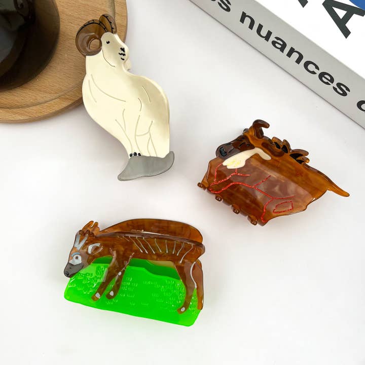 TheDivaSoap - Wholesale Hair Clip - Women's - Acetate Antelope Hair Clips, Argali Animal Claw Clip
