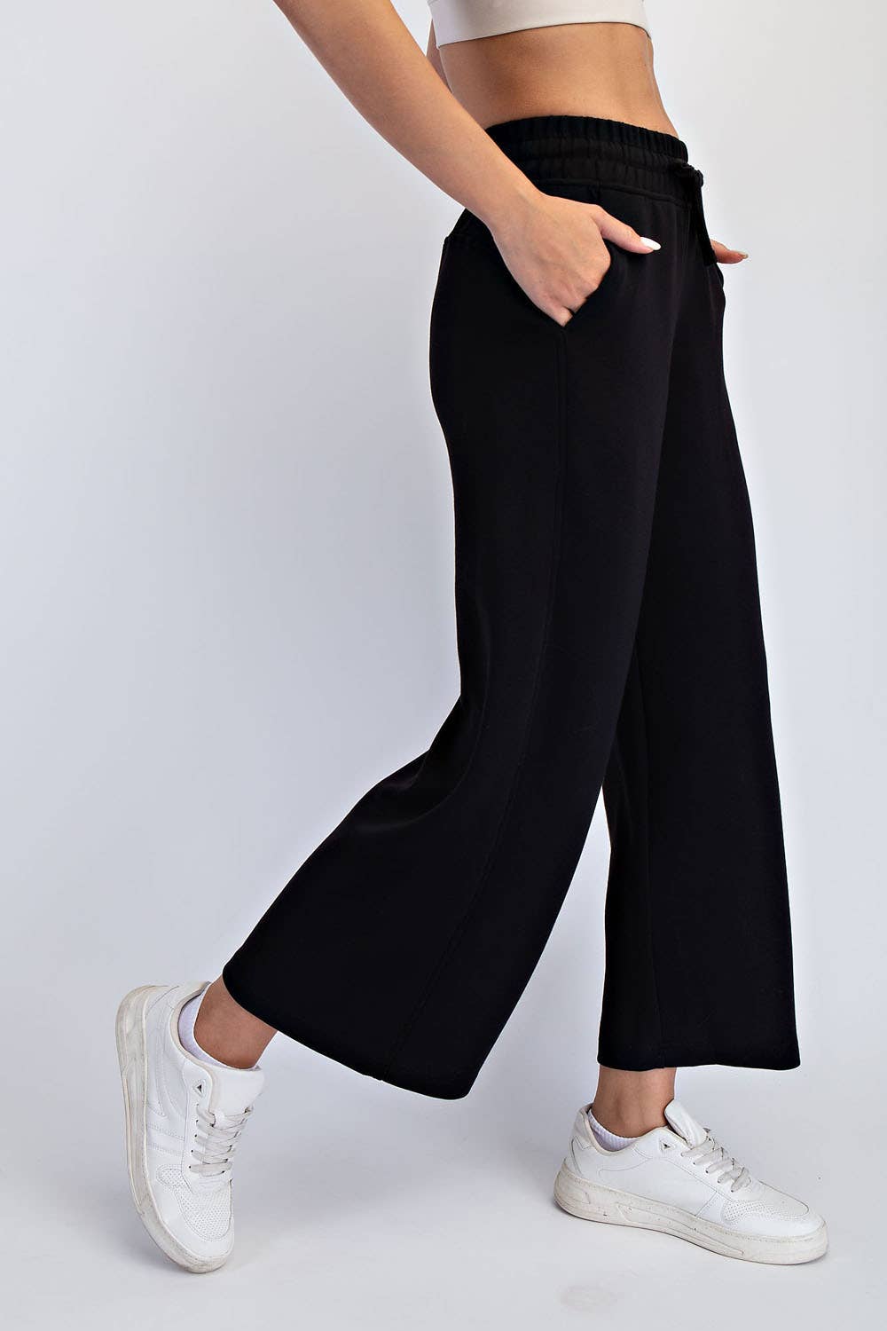 Peace Love Line - Wholesale Pants - Women's - PL9595 - MODAL SCUBA CROPPED WIDE PANT2