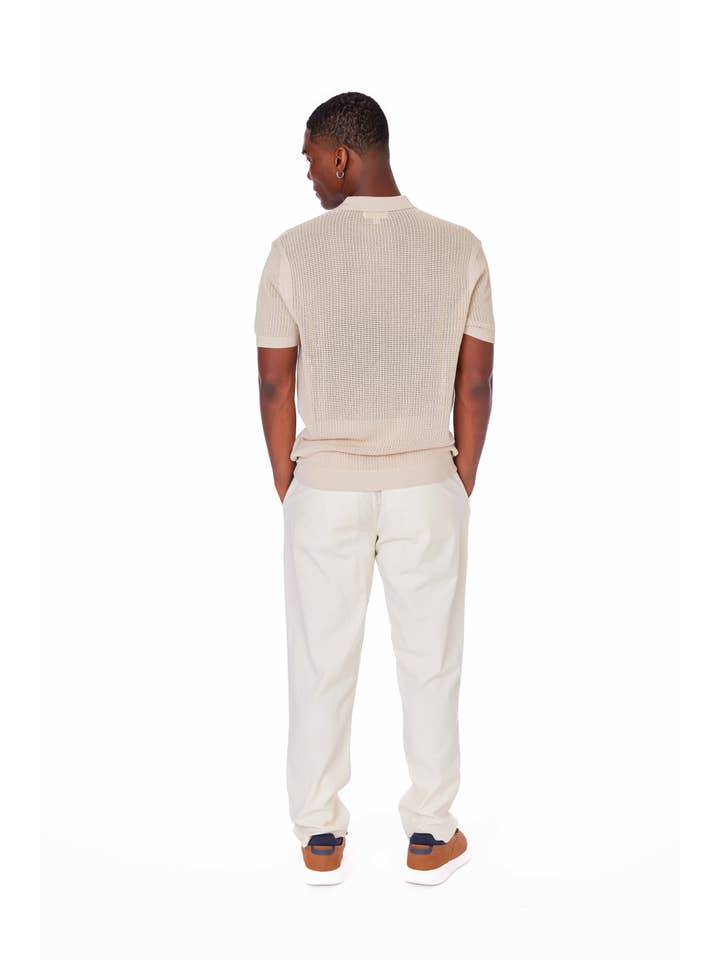 S Beige Men's Textured Polo Shirt for wholesale on Faire