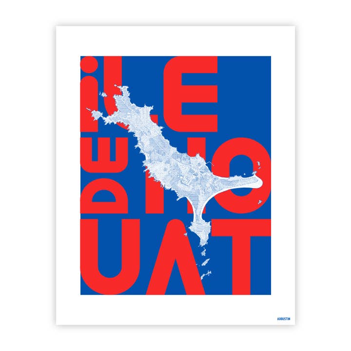 Houat (rouge) - affiche pour la vente par Augustin