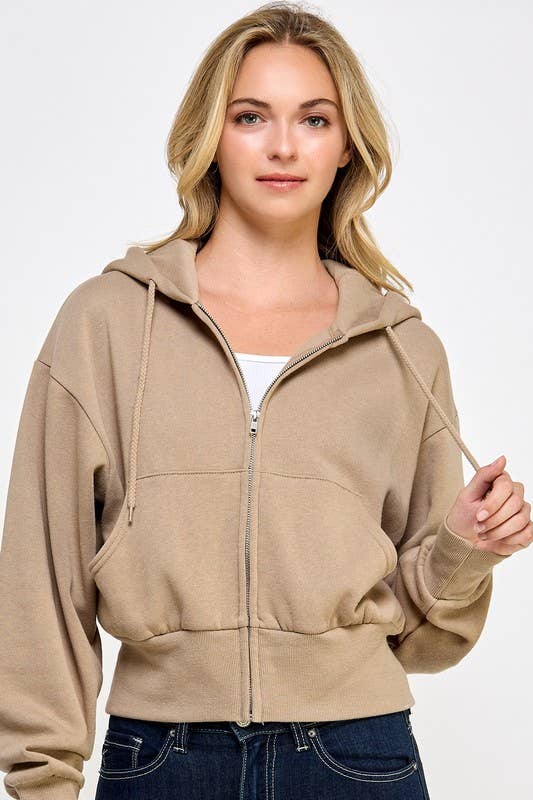 Vanilla Monkey – wholesale Hoodie – Women's – Fleece Oversized Crop Zip up Hoodie7
