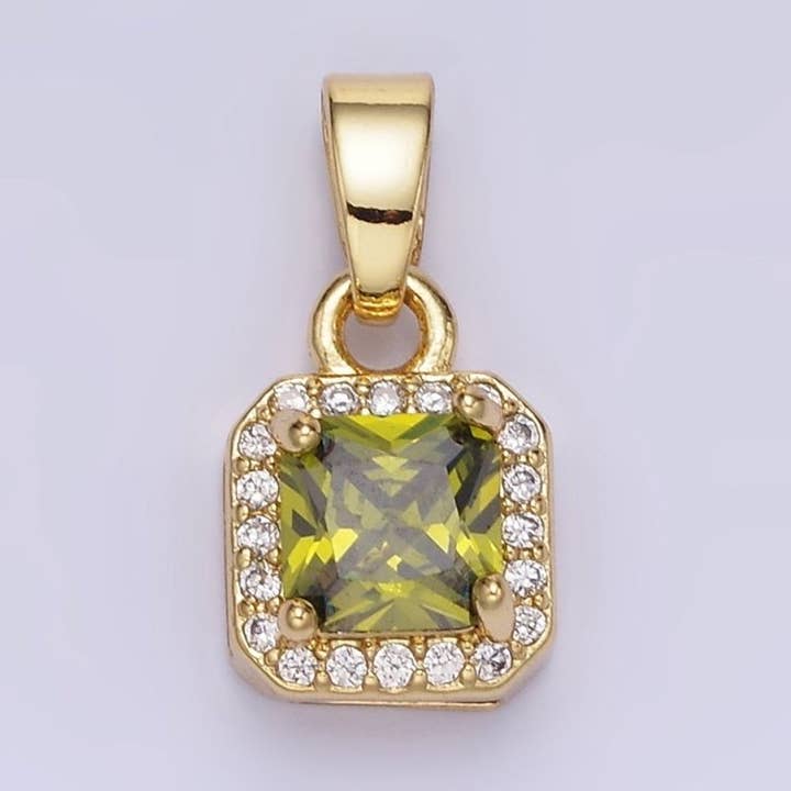 Aim Eternal – wholesale Individuell berlock/hänge – Hänge i fyrkant med kant av CZ-mikropavé i 14K guldplätering i guld och silver | AA1270 - AA12802