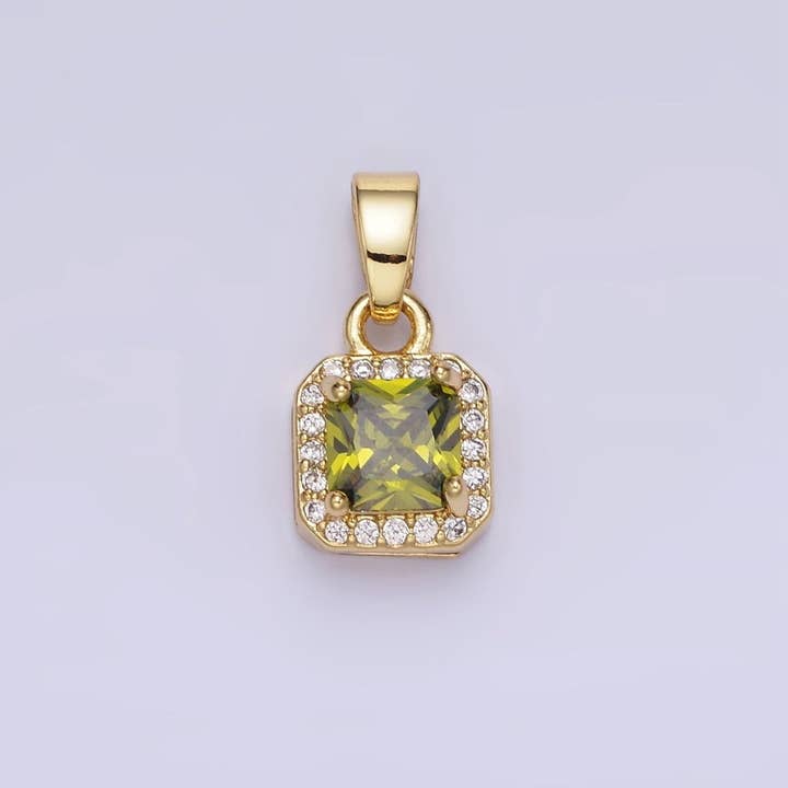 Aim Eternal - Wholesale Individual Charm/Pendant - 14K Gold Filled CZ Micro Paved Edged Square Pendant in Gold & Silver | AA1270 - AA1280