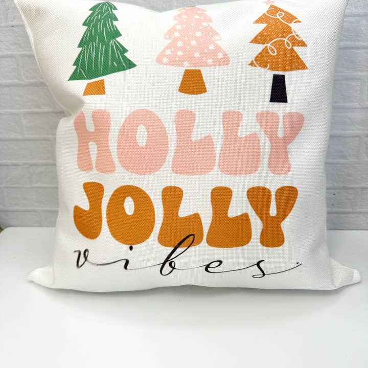 Coussin de Noël - Décoration de Noël - Holly Jolly Vibes pour la vente par LuckTen