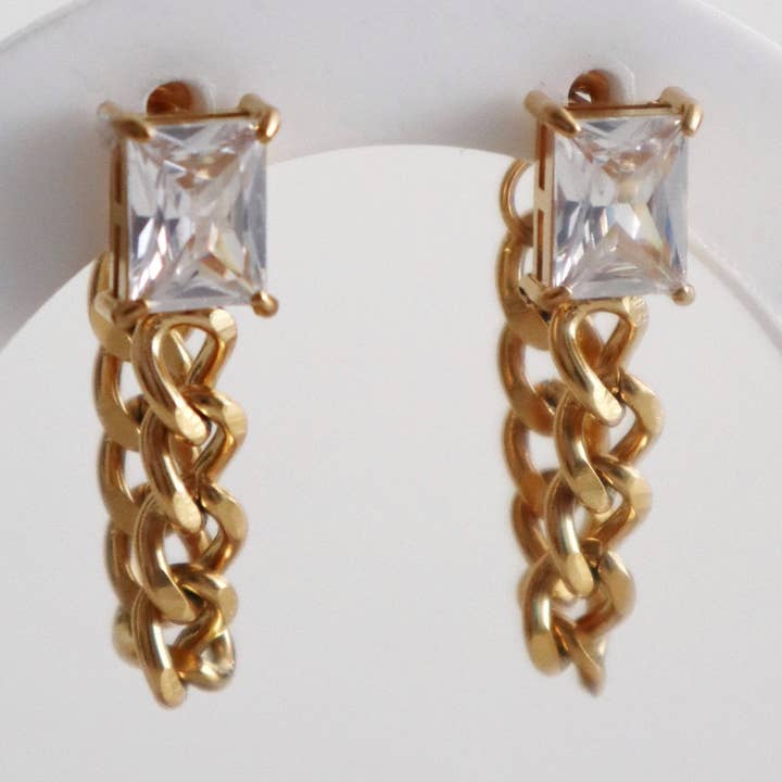 Boucles d'oreilles pendantes Nova CZ chaîne pour la vente par JESSA Jewelry