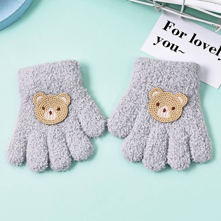 NINEXIS - Wholesale Gloves - Women's - CWAG0278_FLOWER BEAR RABBIT CHILDREN'S FIVE-FINGER GLOVES