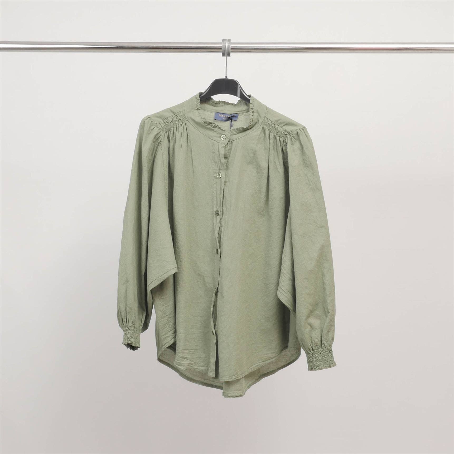 Cecile Wang - Wholesale Button Down Shirt - Women's - Loose shirt with gathered collar in cotton TDM608220