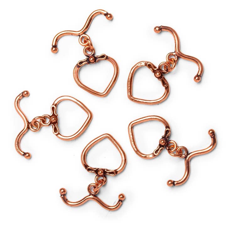 Cierre de corazón de cobre de 18x17 mm 1 cuenta para venta al por mayor de The Bead Traders
