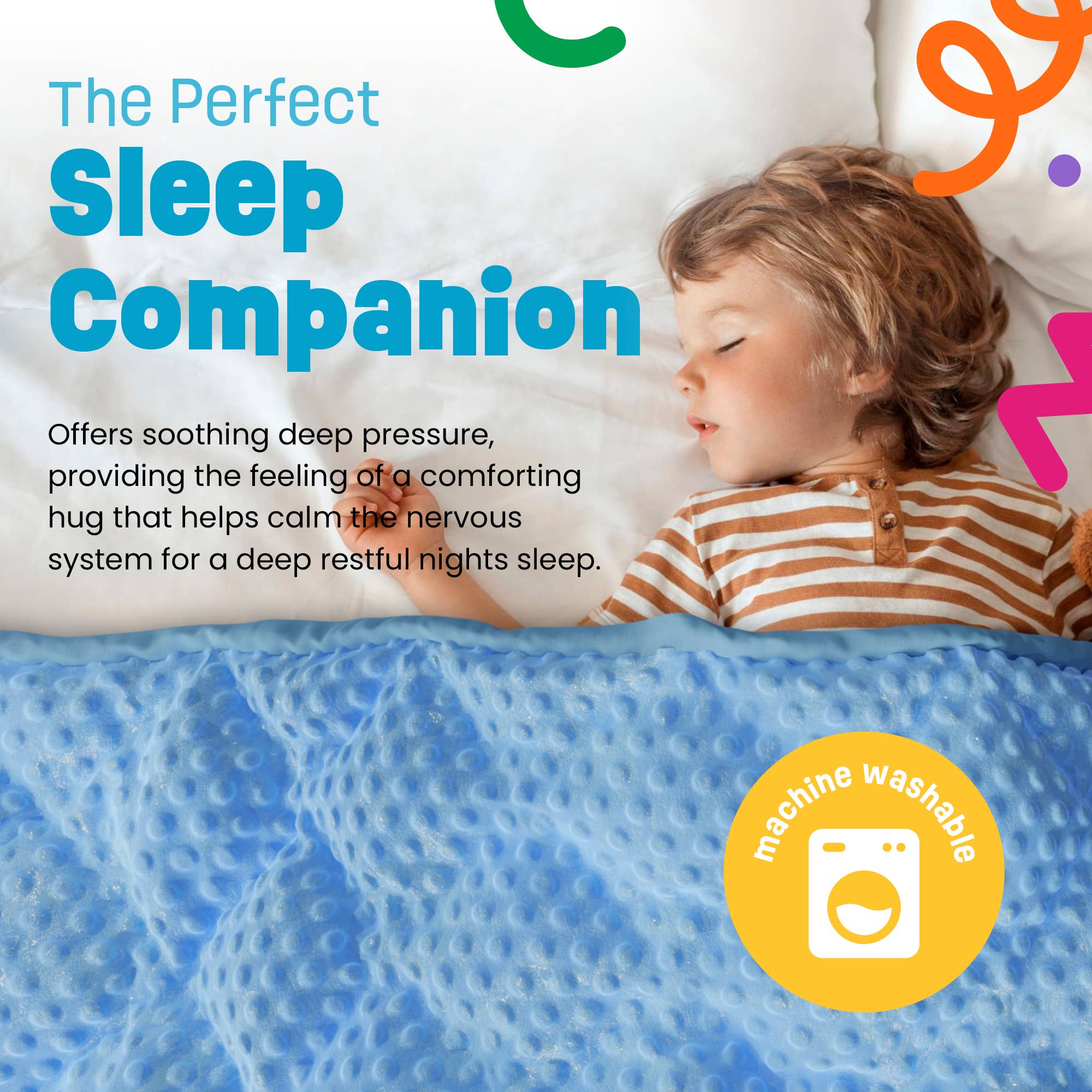 Prime Play - Wholesale Bedding Blanket - Kids & Baby - 5lb Child's Weighted Blanket - 36" x 48" Dotted Texture Blue5