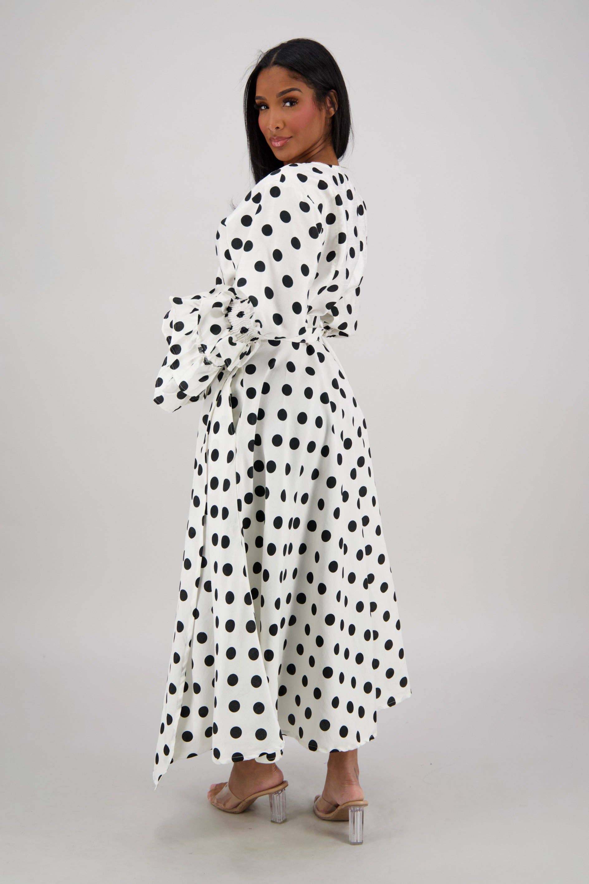 Advance Apparels - Wholesale Dress - Women's - Polka Dot Wrap Dress (3 Colors) 241624-B0902