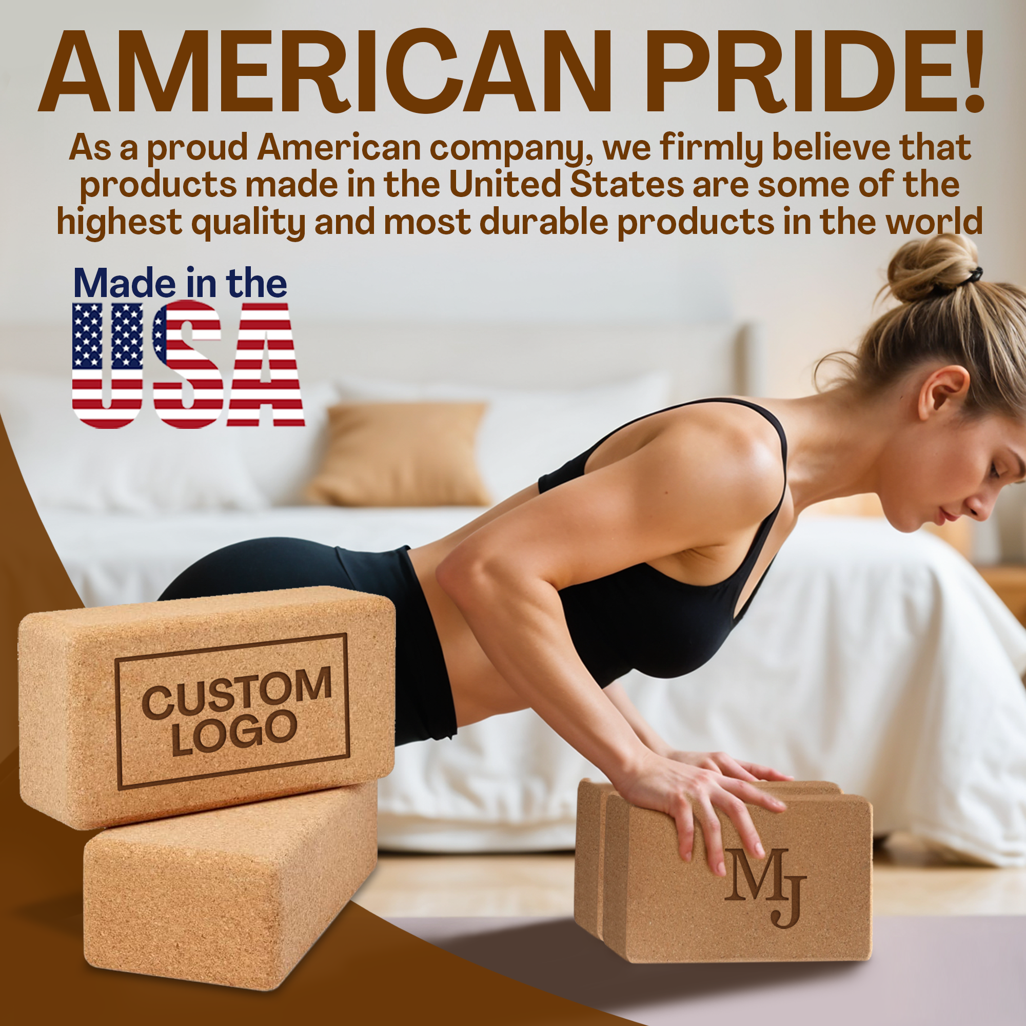 Gradzo - Vendita all'ingrosso Tappetini da yoga - Blocchi Yoga Personalizzati - Marrone (Confezione da 2)4