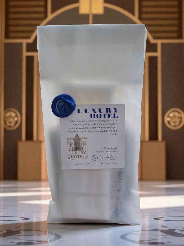 Cialde di cera profumata per hotel di lusso - Cialde di cera per scaldacera - Cialde di cera fatte a mano - Cera di soia - Cialde di cera a barretta spezzabile per la vendita all'ingrosso da parte di Black Cauldron Soap Co.