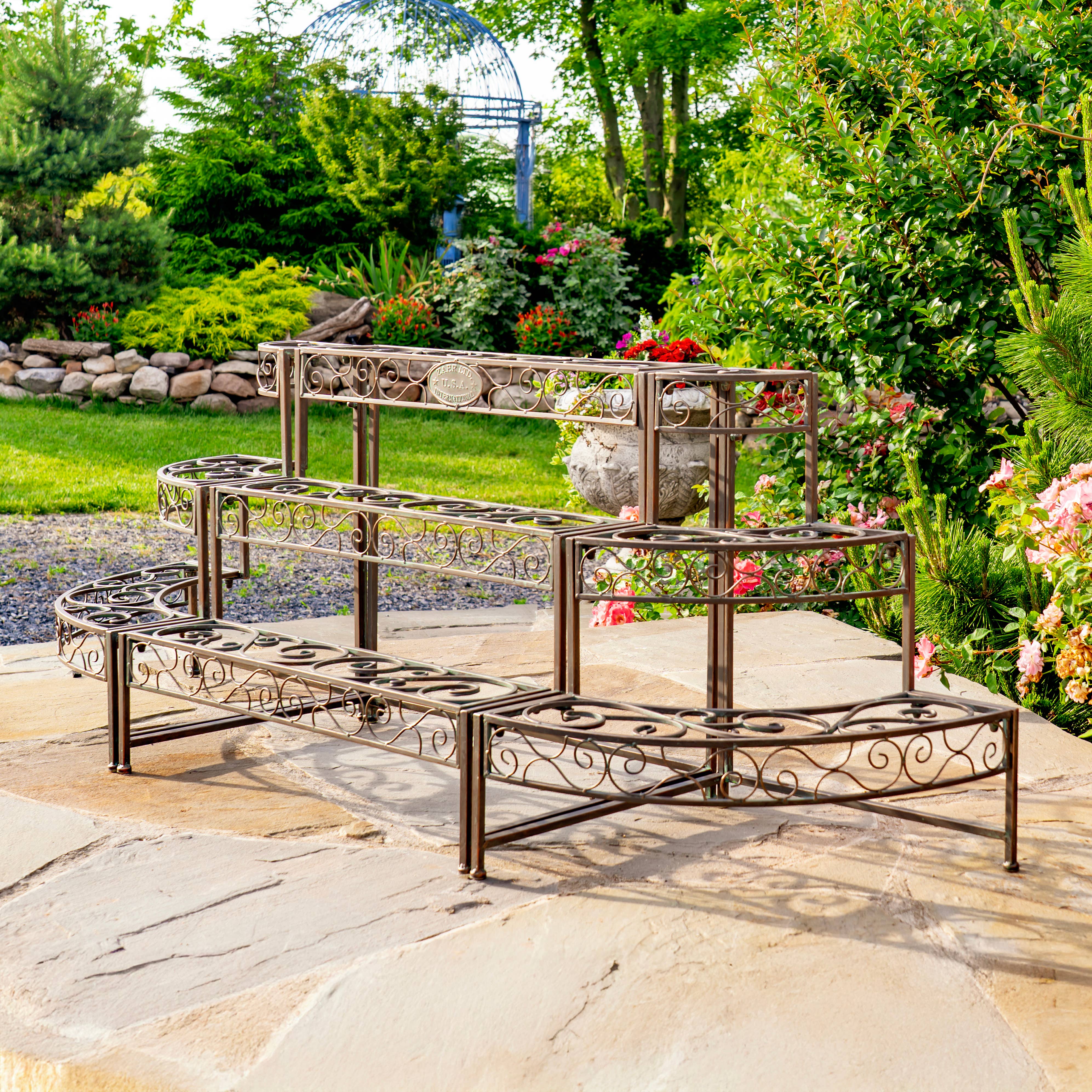 Zaer Ltd. International - Wholesale Plant Pot Stand - Three Tier Metal Riser Plant Stand Display "Stephania"5