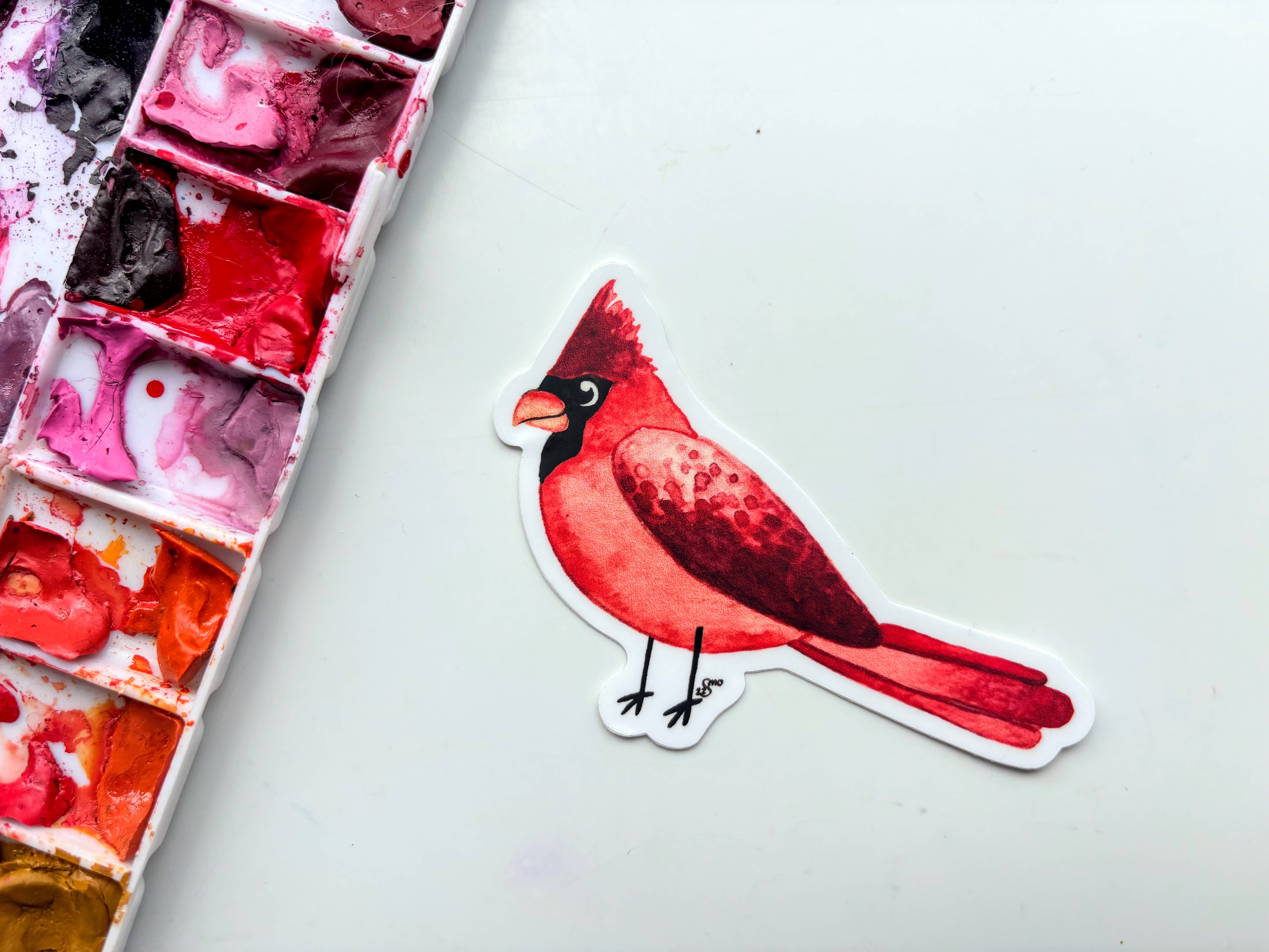 Owlfeathers Watercolor - Wholesale Sticker - Bird Cardinal Vinyl Sticker – Red Songbird Nature Art0