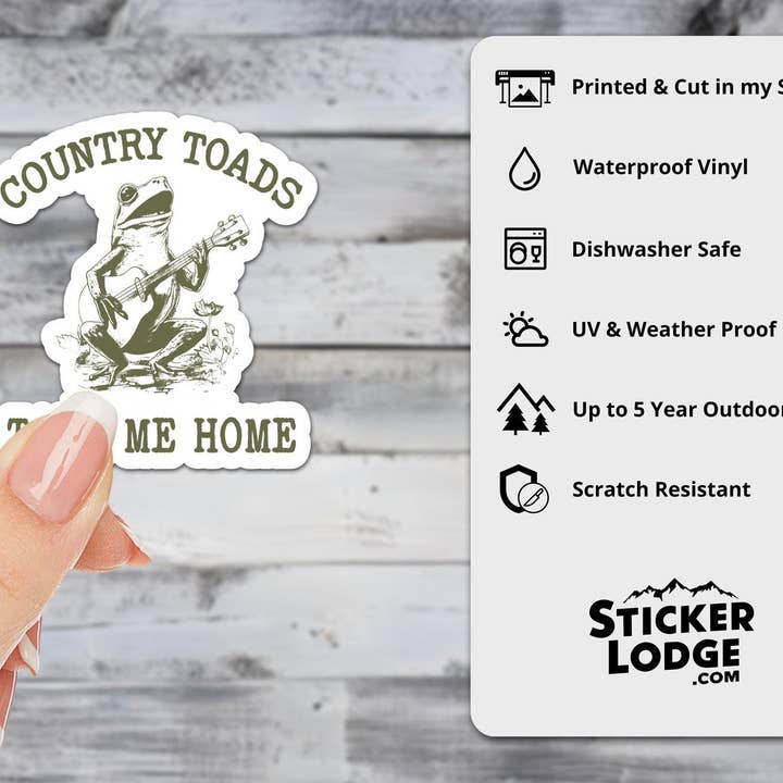 Sticker Lodge - Wholesale Sticker - Country Toads Take Me Home Vinyl Sticker1