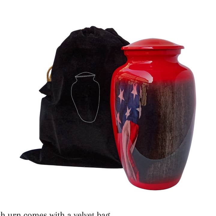 American Flag Large Adult Cremation Urn for Human Ashes for wholesale by Plutus imports