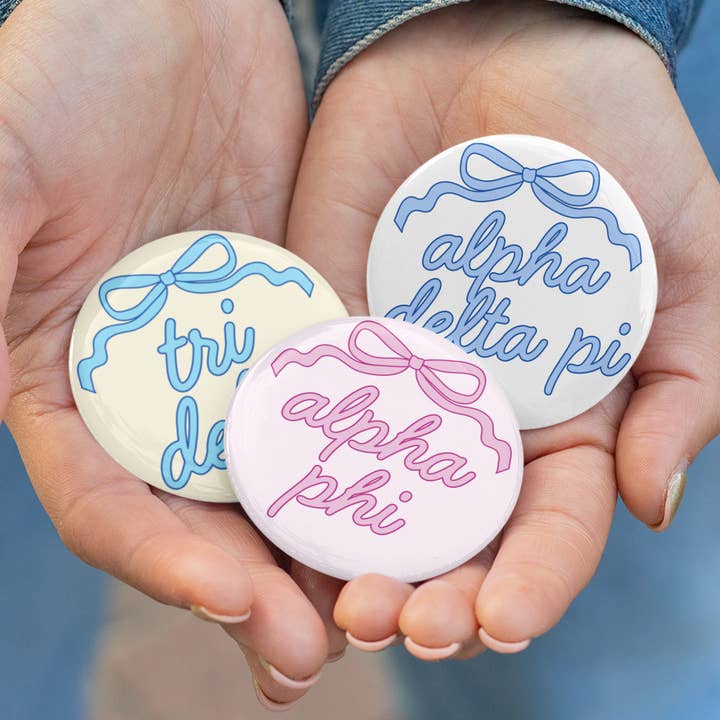 Game Day Button | Greek Letters Bow | Customizable for wholesale by GameDayDrips
