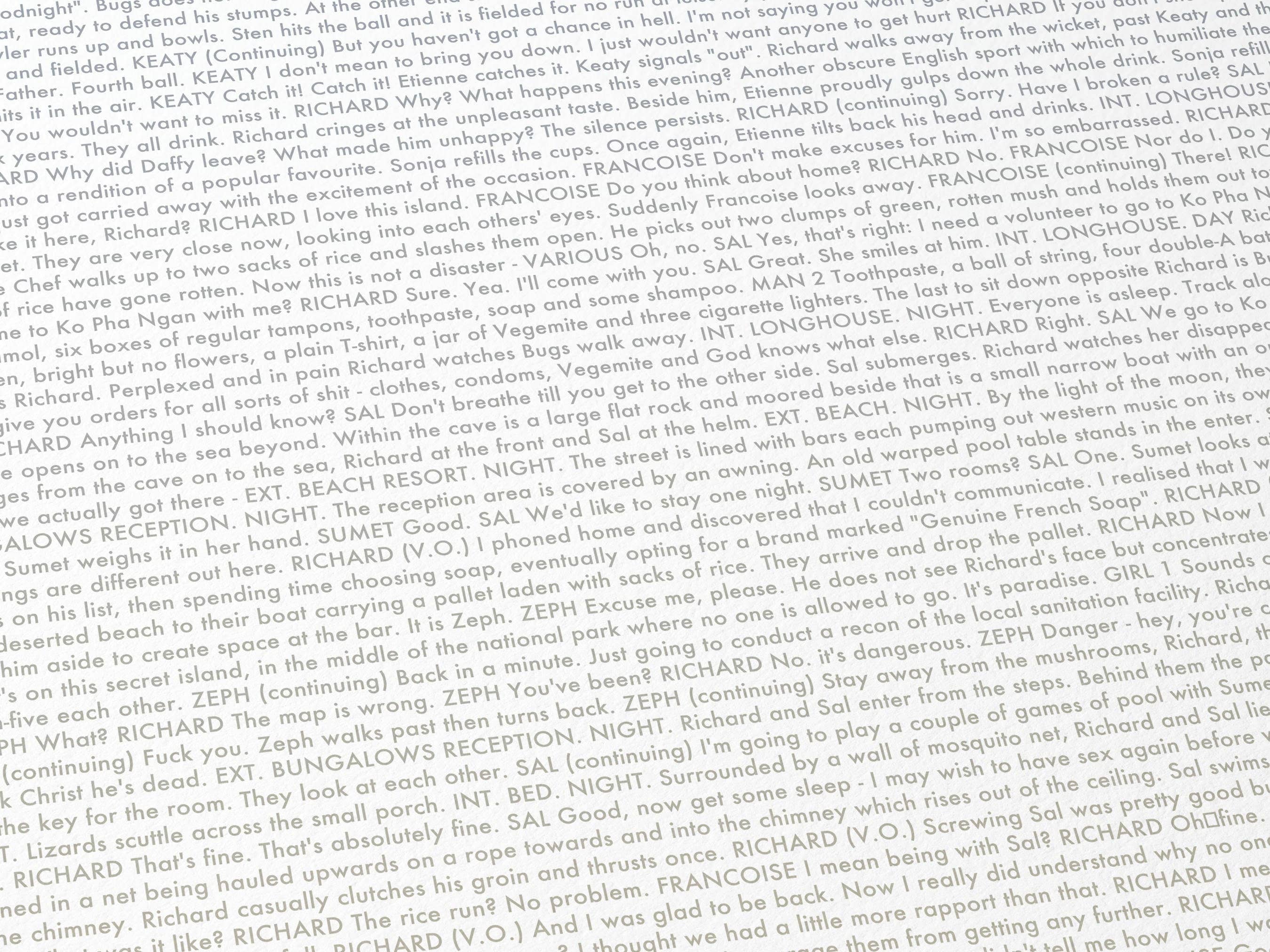 Fade Out Prints – Impressão artística por atacado – Pôster do Roteiro do Filme The Beach, Arte do Roteiro1