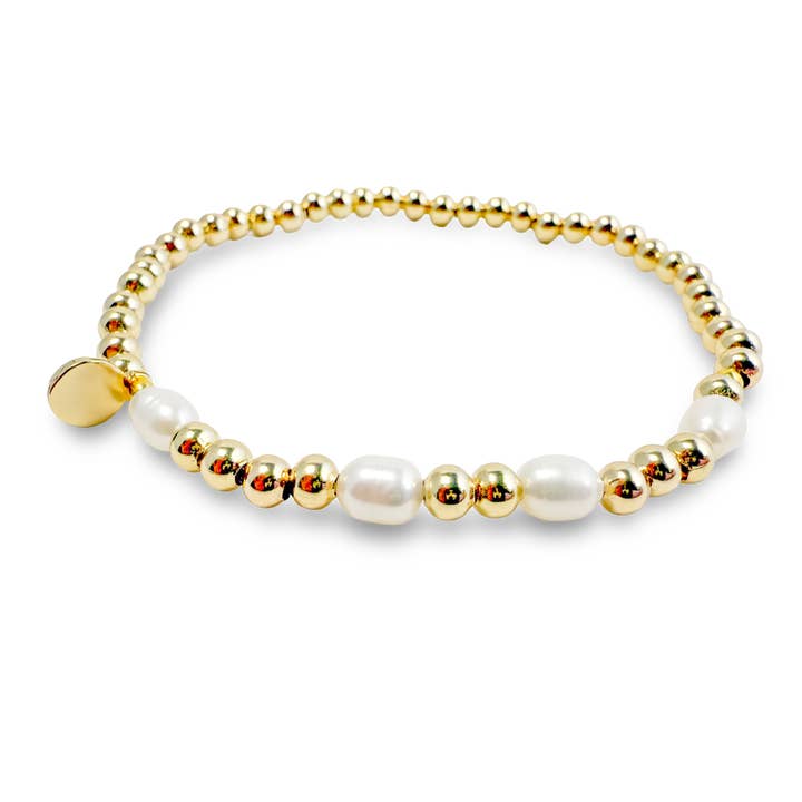 ETHICGOODS - Wholesale Beaded Bracelet - Morse Code Pearl & Gold Waterproof Beaded Bracelet | BRAVE3