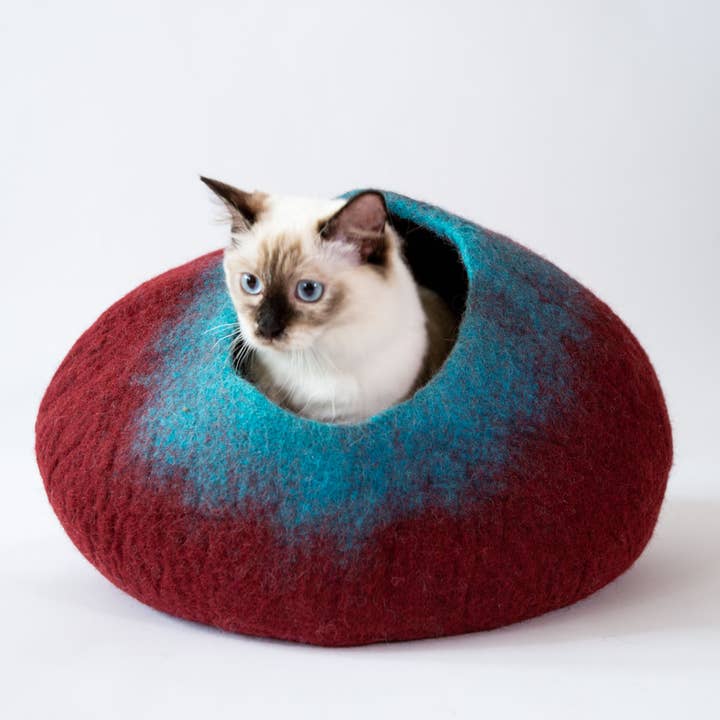 Kastanienbraun & Blaugrün Katzenhöhle für den Großhandel von Cat Cave Co