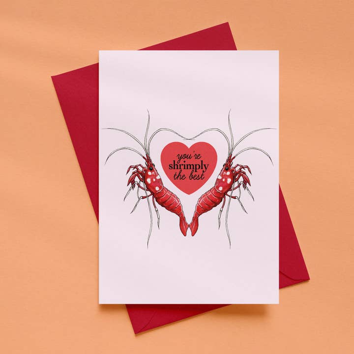Carte Crevette - Tu es Simplement le Meilleur - Carte d'Amour Crevette pour la vente par Drawn to Nature