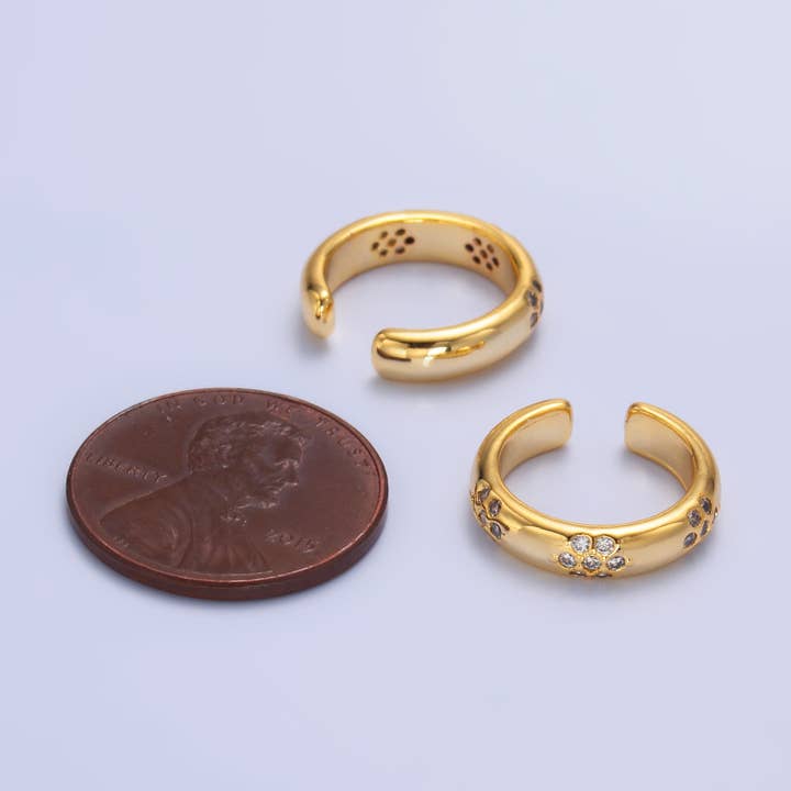 Aim Eternal – wholesale Cuff/wrap earrings – 24K Gold Filled Dotted CZ Ear Cuff Earrings | AI171 AI172