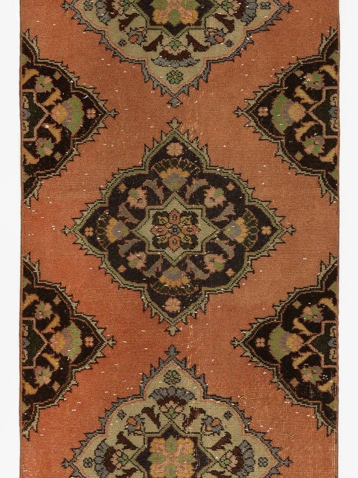 3x12.7 Ft Vintage Turkish Village Runner Rug, 100% Wool for wholesale by Rug Specialist LLC.