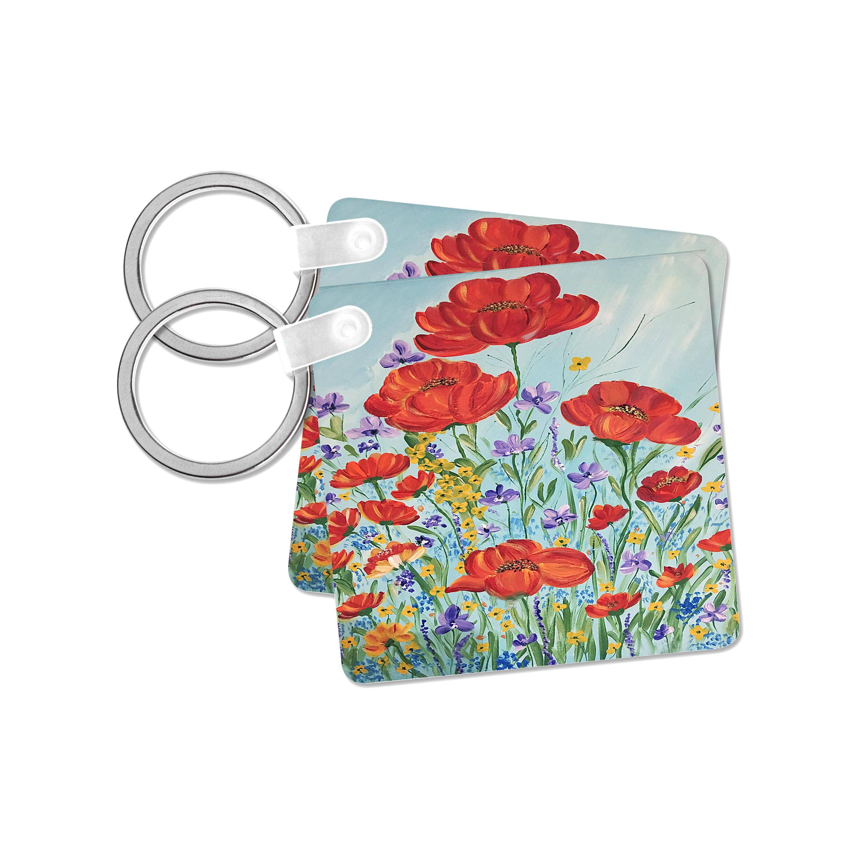 3dRose – Großhandel Schlüsselanhänger – Unisex – 3dRose, Bild von roten Mohnblumen, Schlüsselanhänger7