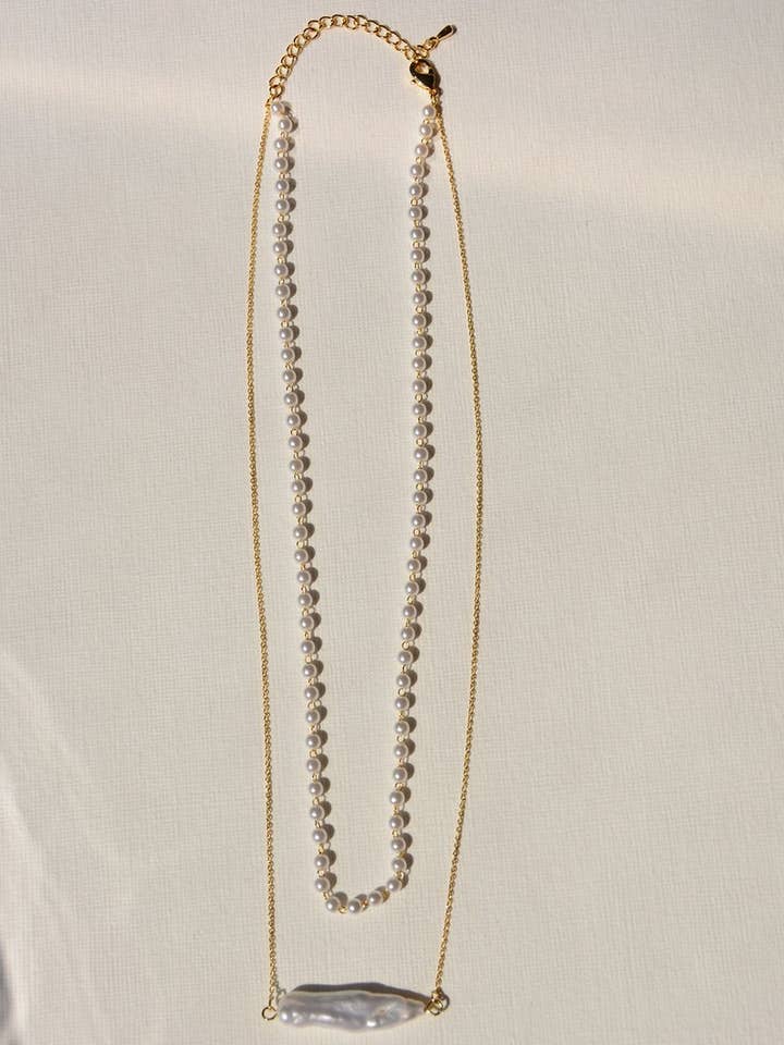 Collar de doble perla con colgante de línea recta para venta al por mayor de Marco Visconti