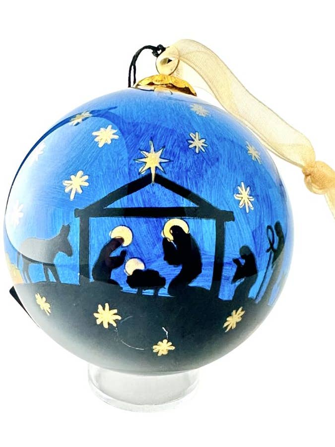 Hand-Painted Glass Ornament - Nativity Silhouette for wholesale by Kitty Keller Designs