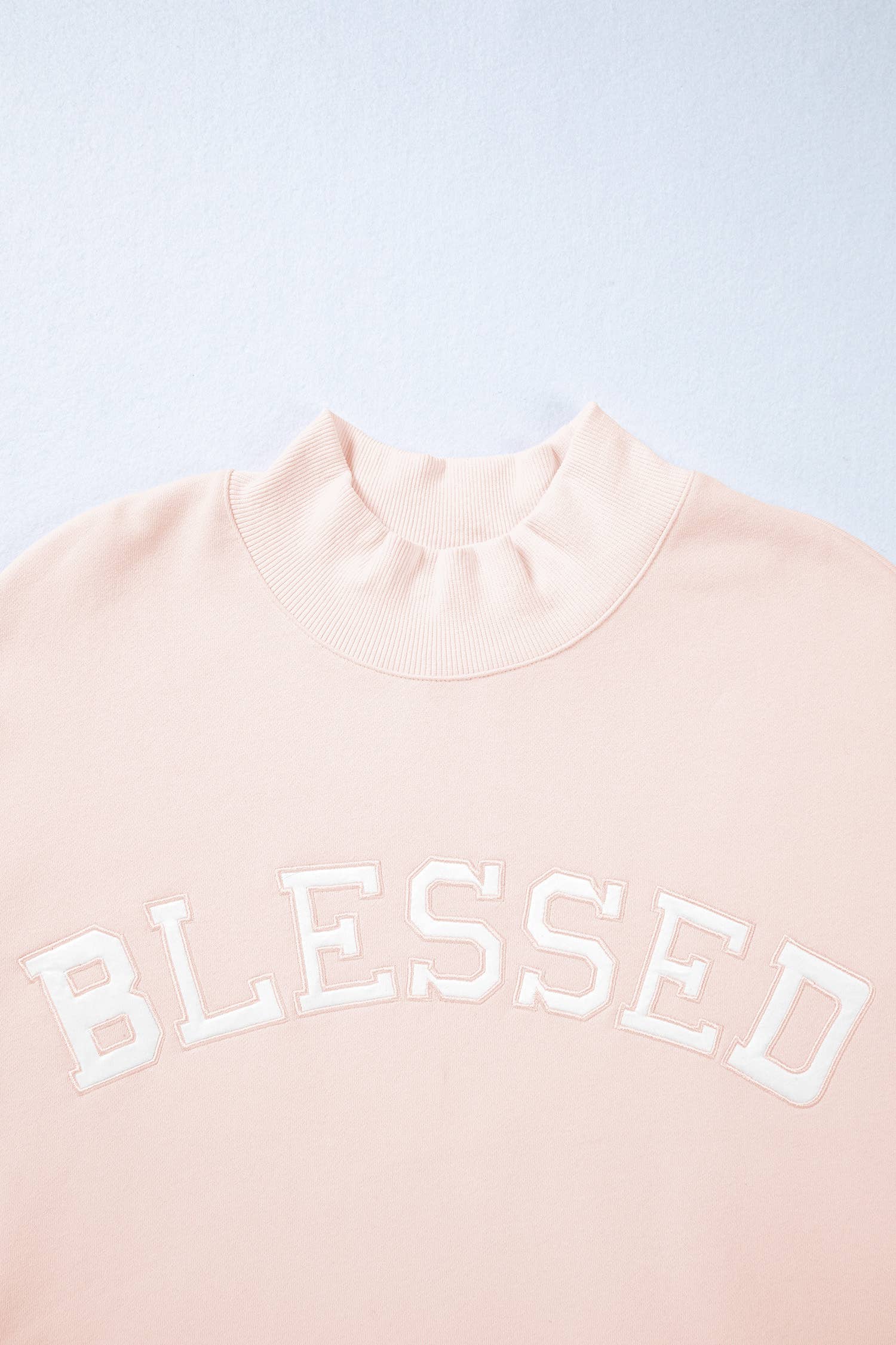 1 the Woman - Wholesale Sweatshirt - Women's - Spring 2026 Blessed Embroidered Mock Neck Sweatshirt | S-4X9
