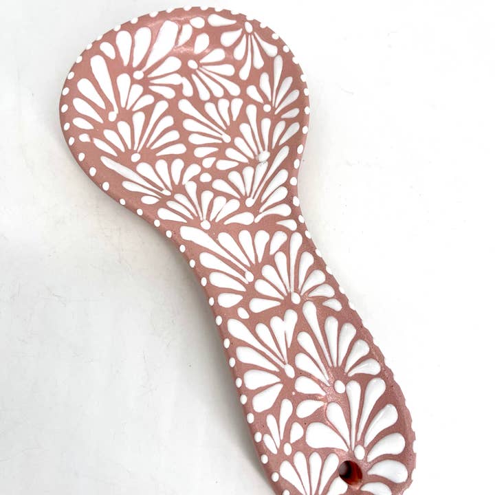 Eleganter rosa mexikanischer Keramik-Löffelhalter für den Großhandel von Fiesta McAllen LLC