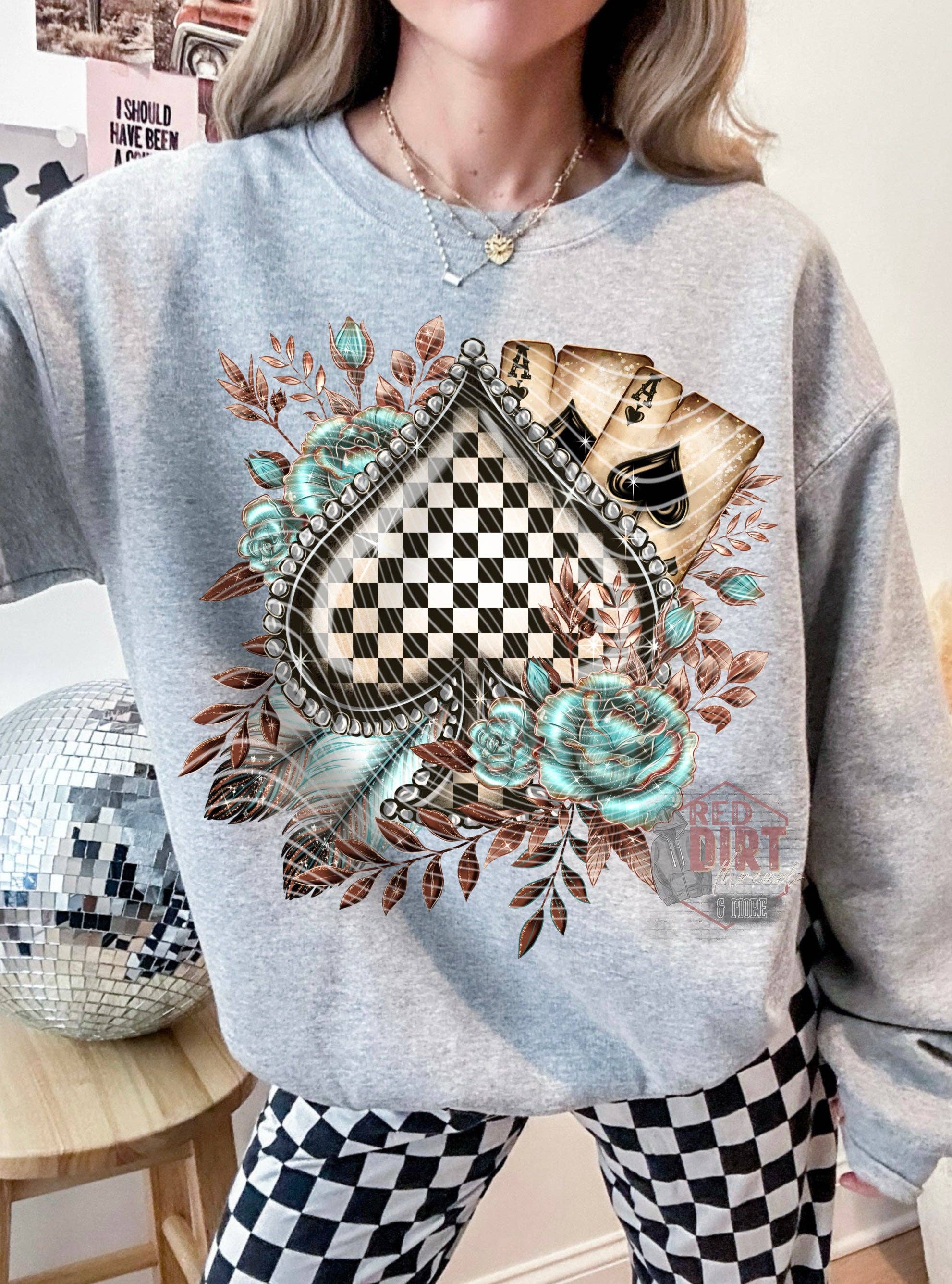 Red Dirt Transfers - Wholesale Sublimation Transfer - Checker Spades DTF Transfer | Trendy Western DTF Transfer | Ready to Press | High Quality DTF Transfers | Fast Shipping1